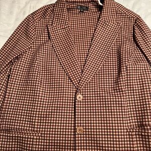 Diane Gilman Brown and Cream Gingham blazer and pants